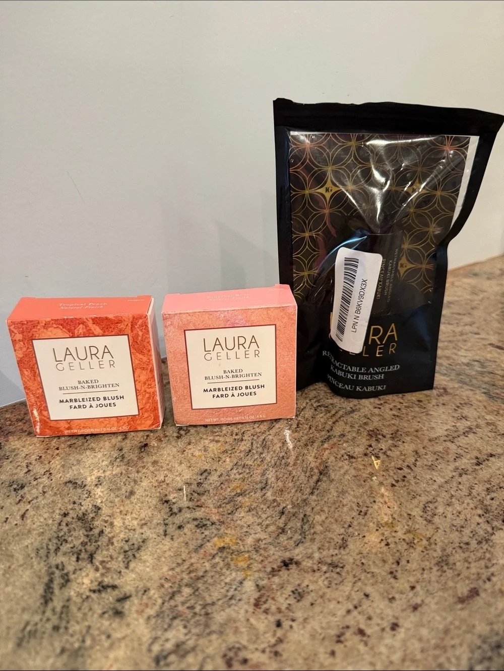 Laura Geller Marbleized Blush Duo with Angled Kabuki Brush NIB